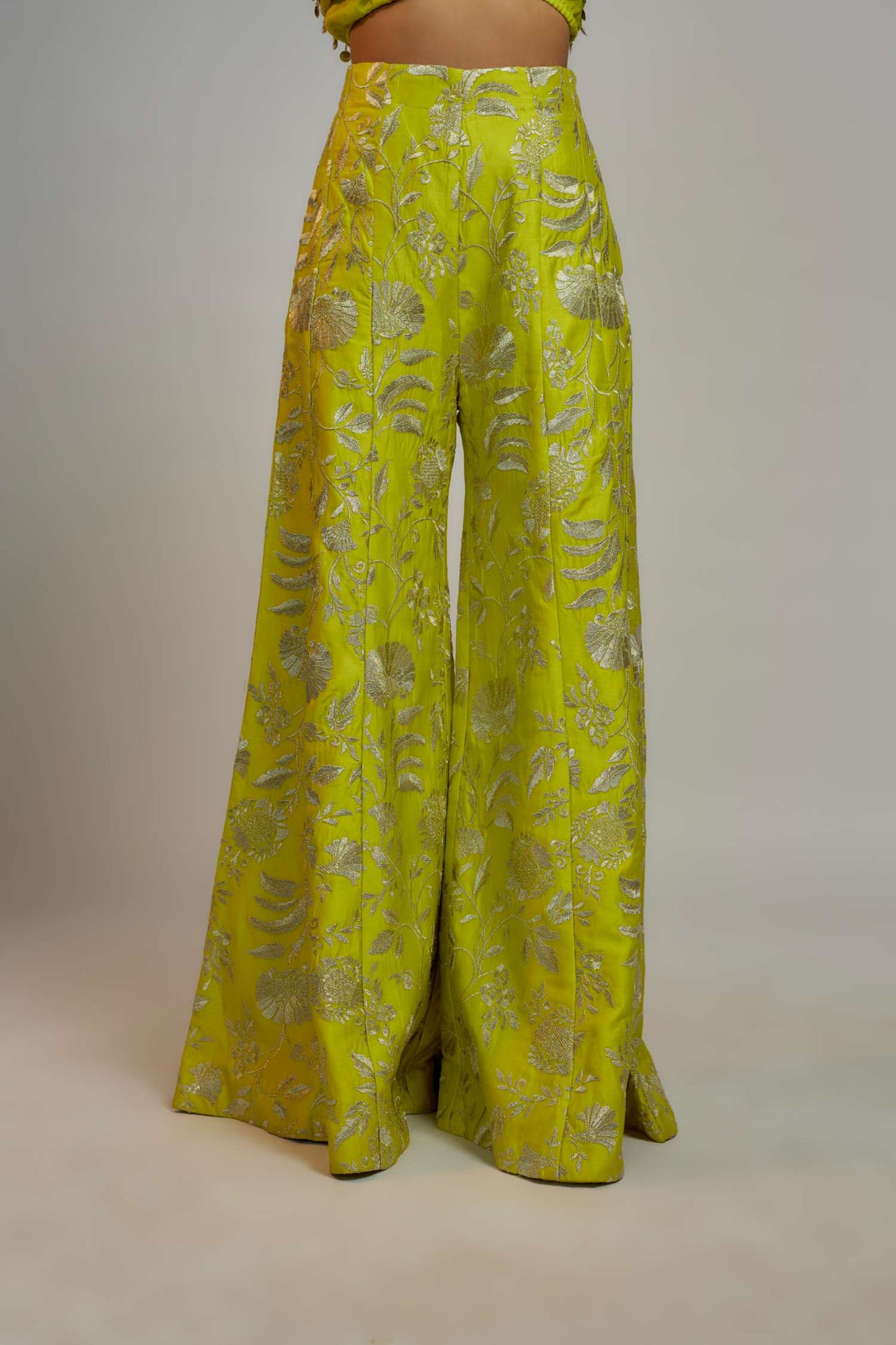 Lime Green Golconda Arsh One shoulder Set- close view