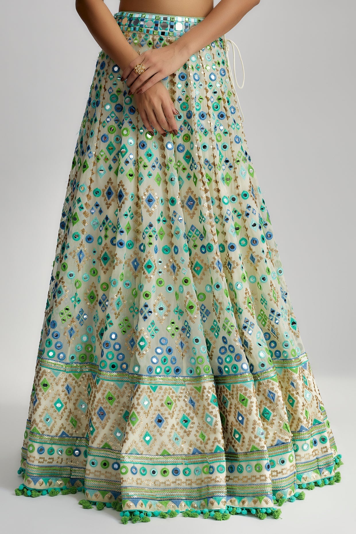 Women's Ivory Vidhi Embroidered Lehenga