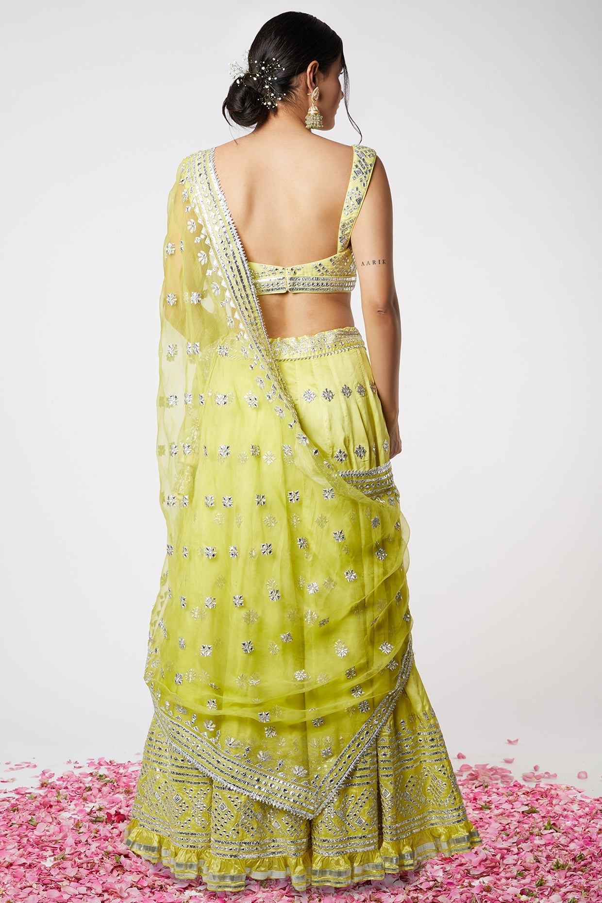 Women's Designer Chand Lime Lehenga Set | Gopi Vaid