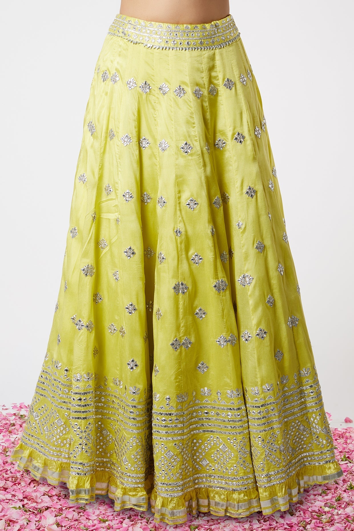 Women's Designer Chand Lime Lehenga Set | Gopi Vaid