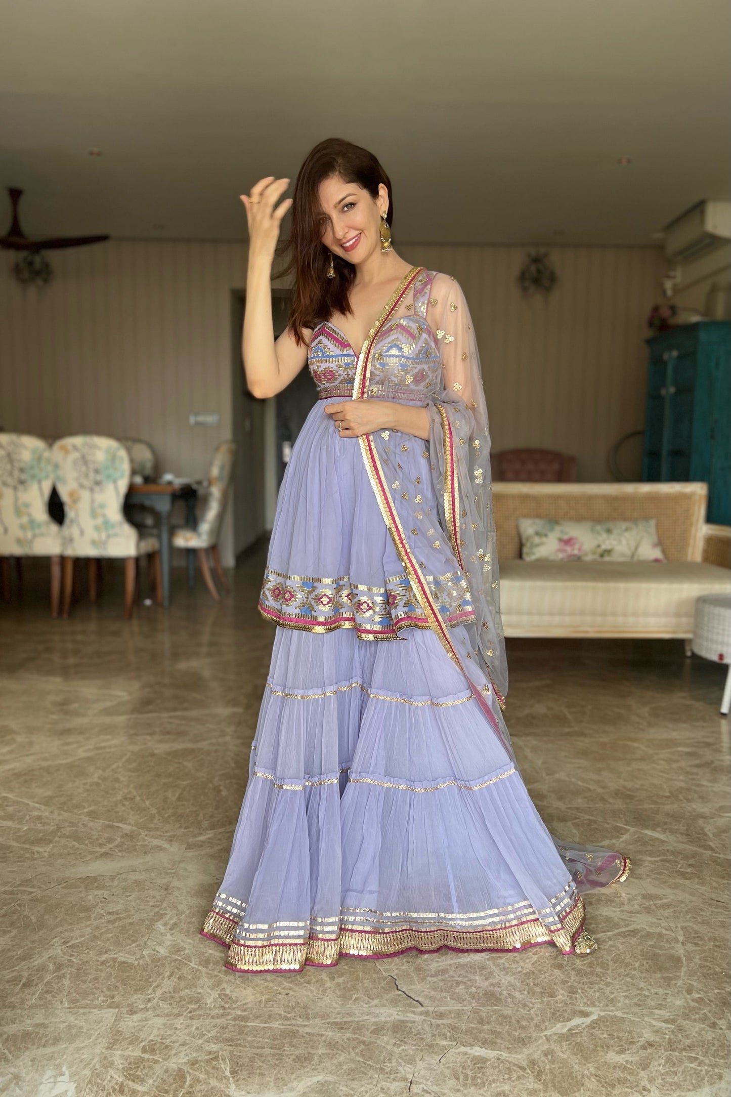 Saumya Tandon in Nadia Sweetheart peplum with sharara