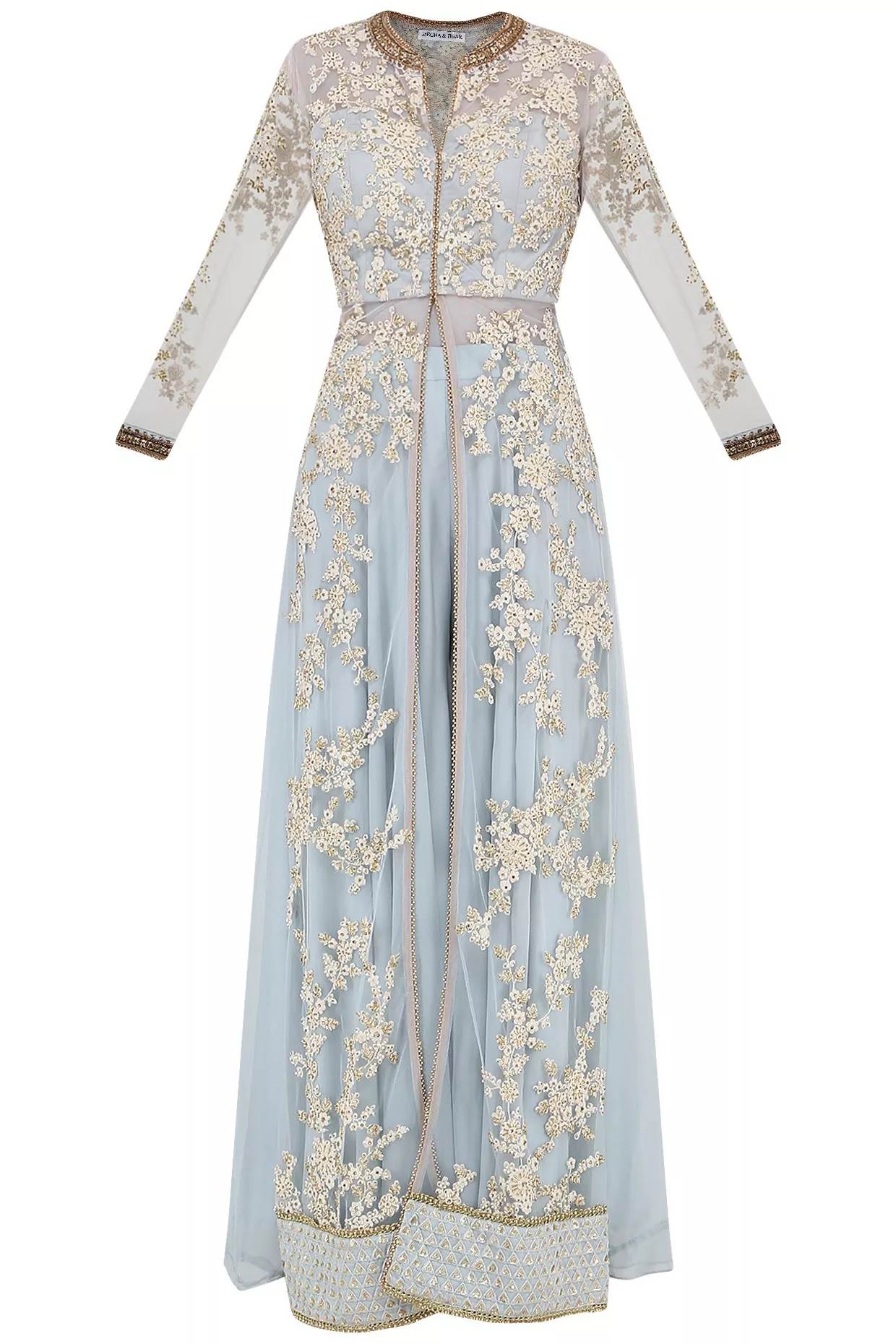 Light Blue jacket sharara set