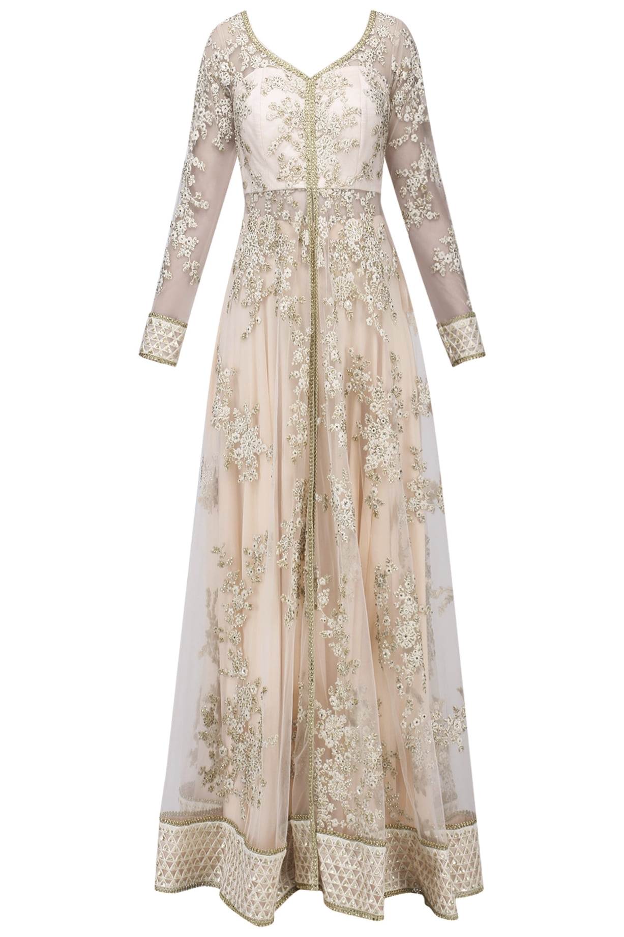 Light Peach Jacket Sharara Set