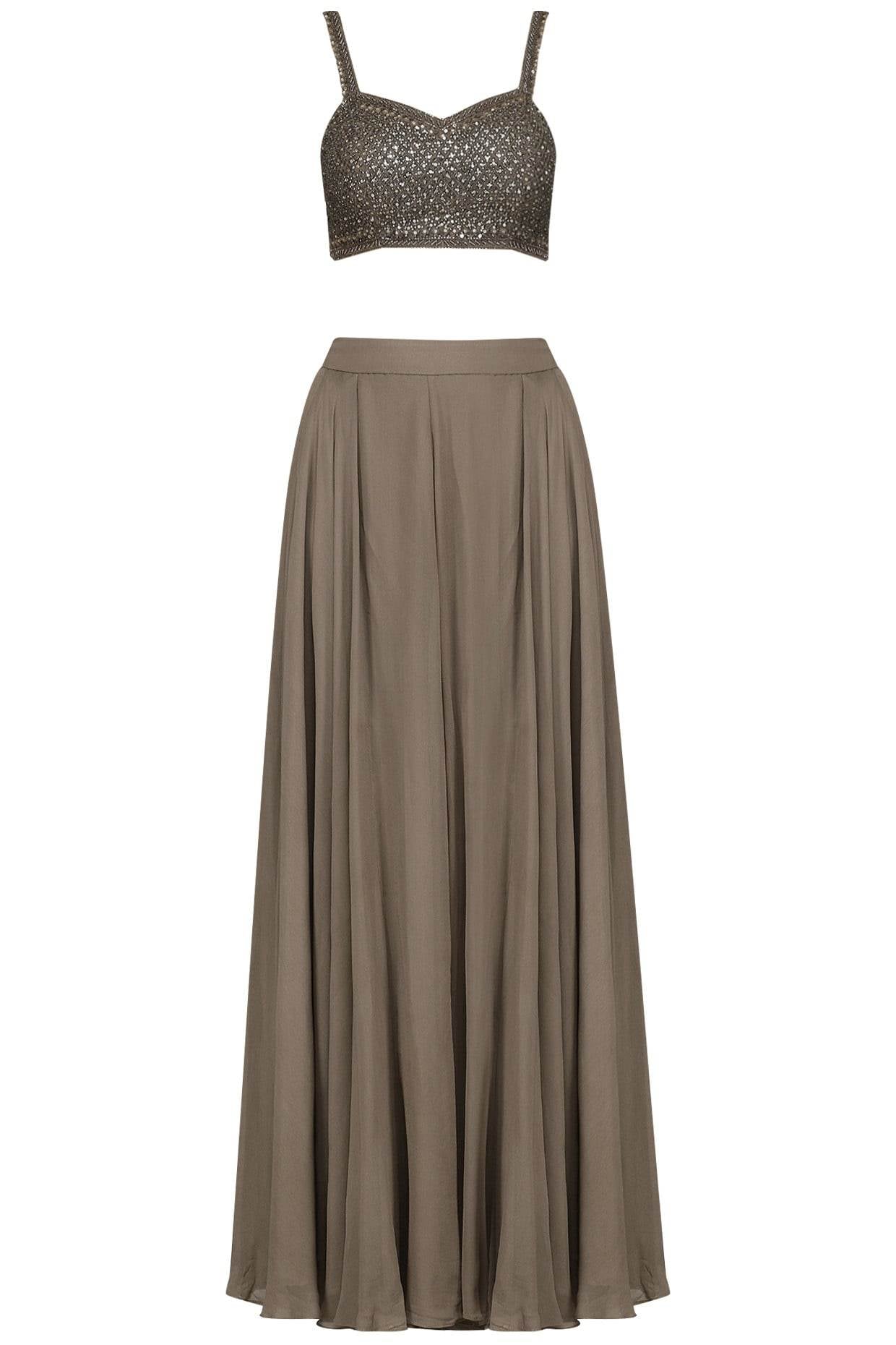 Brown Bustier Brown Sharara & Cape