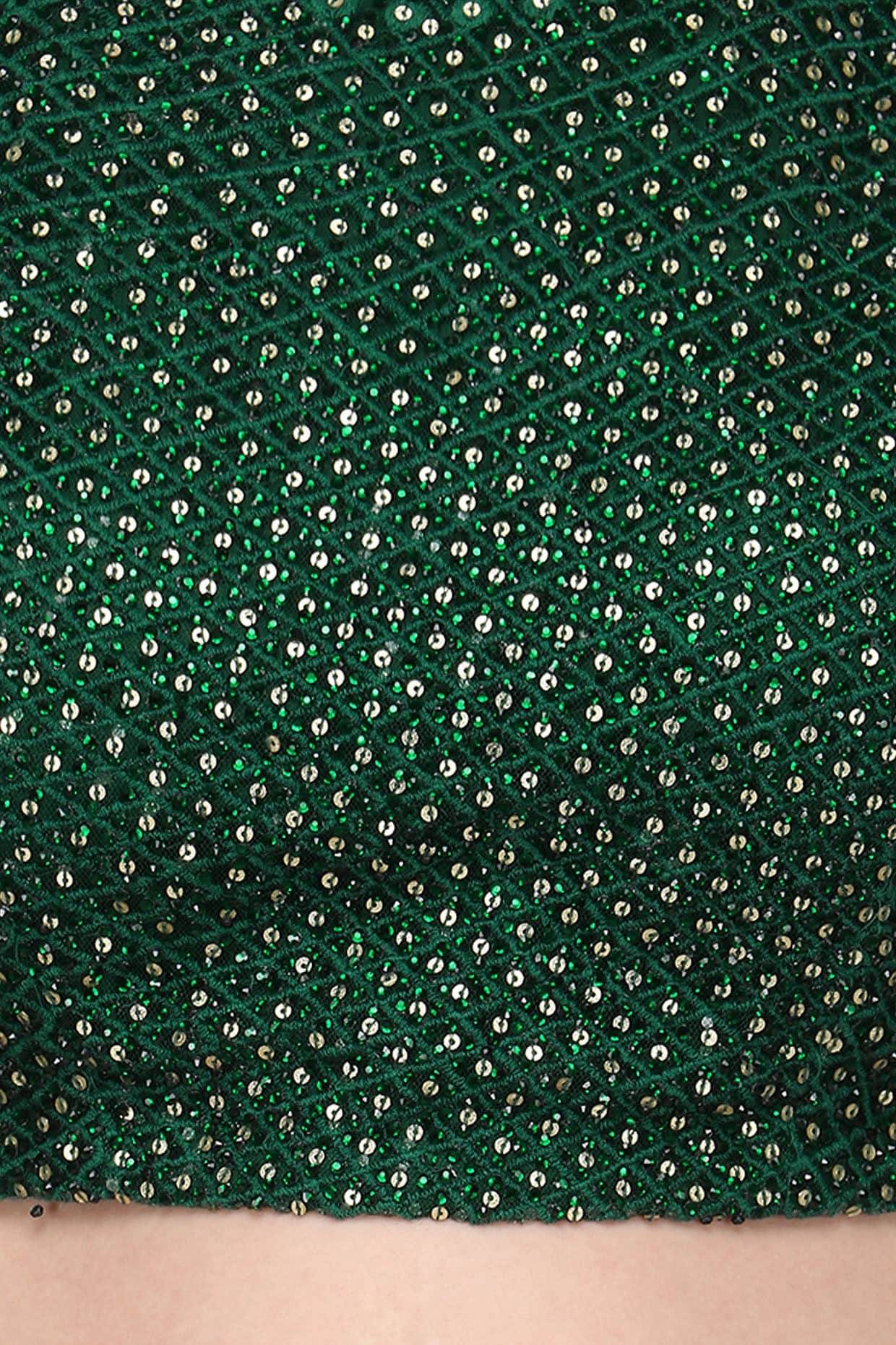Dark Green Embroidered Lehenga Set