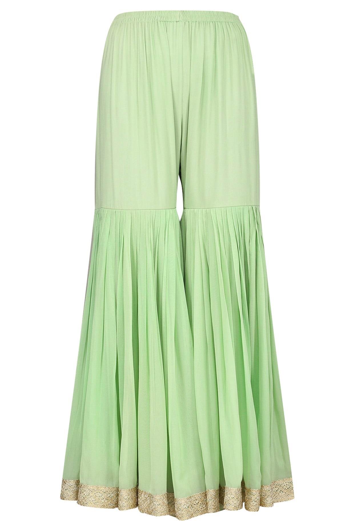 Fern Green Kurta With Gharara & Dupatta Set