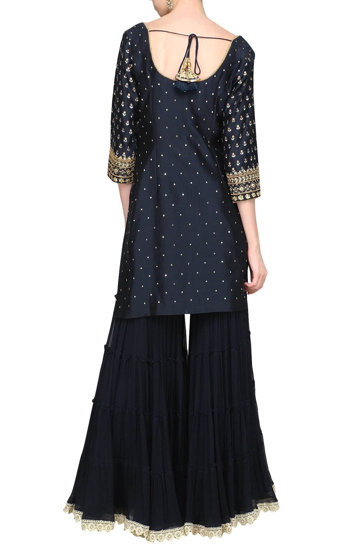 Blue Kurta With Gharara & Dupatta set