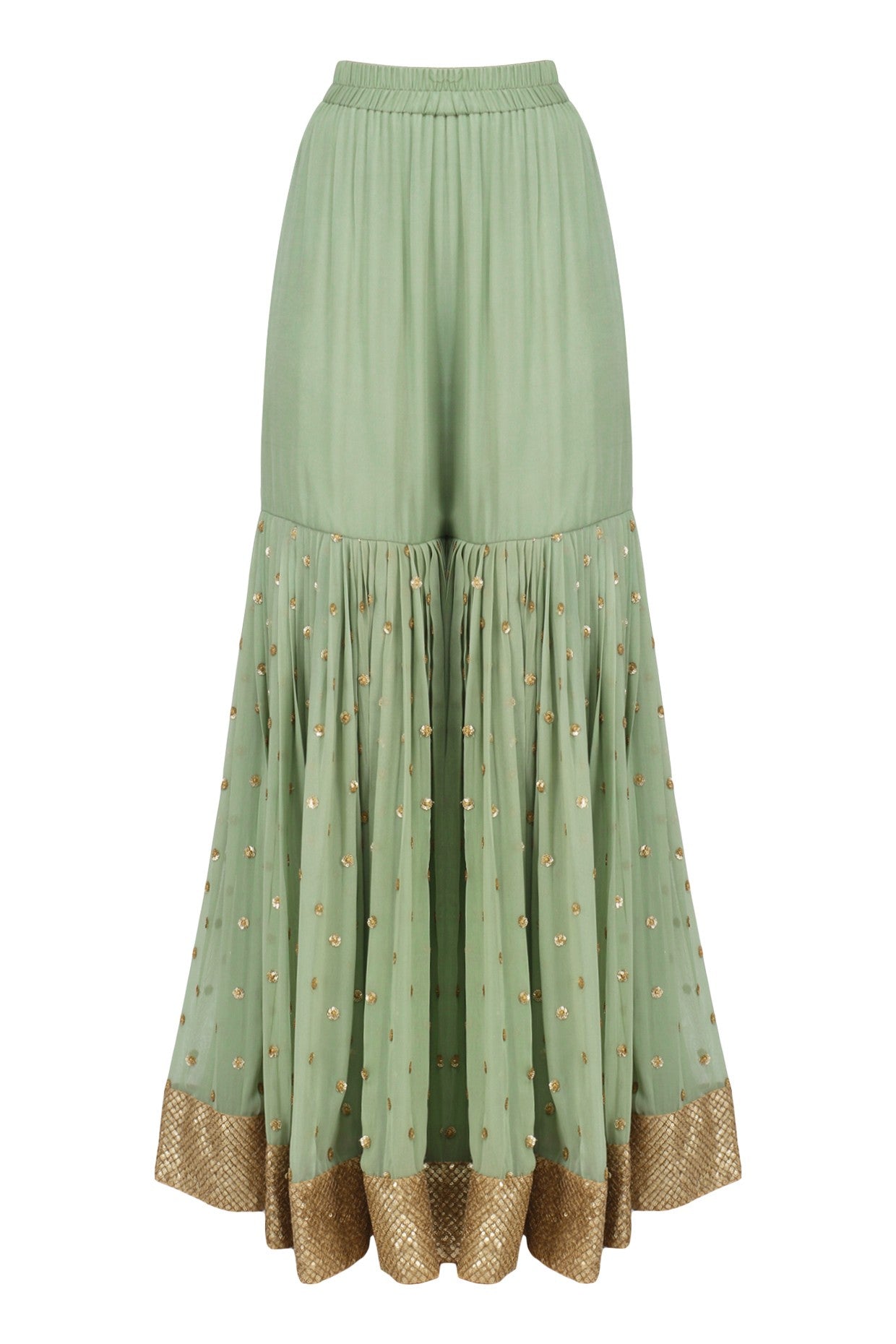 Fern Green Embroidered Kurta ,Sharara & Dupatta Set