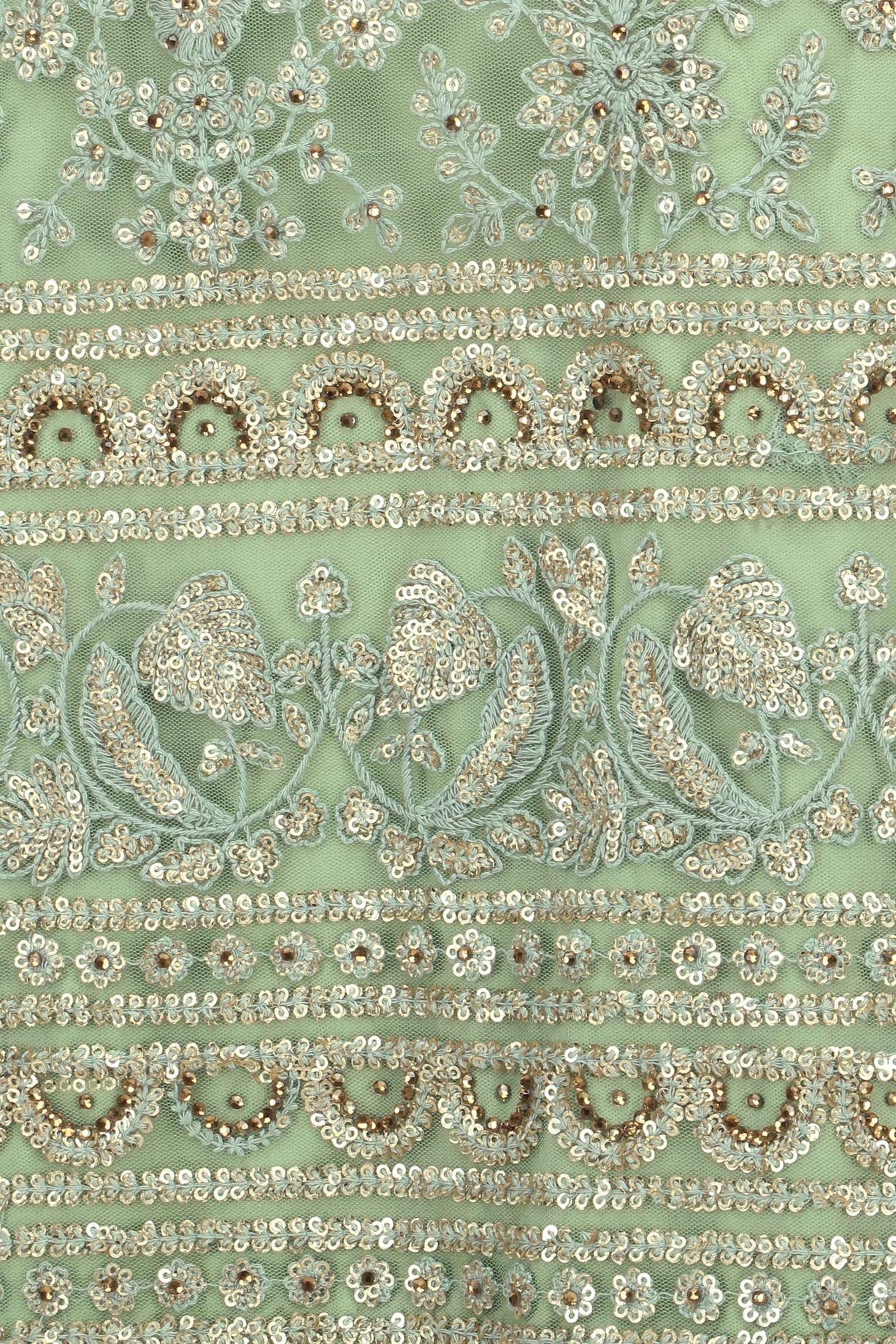 Fern Green Embroidered Kurta ,Sharara & Dupatta Set