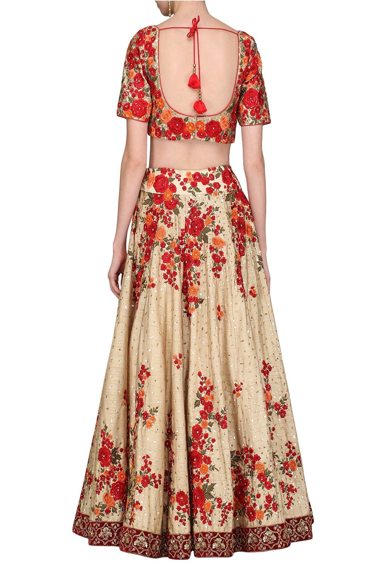 Maroon Floral Lehenga