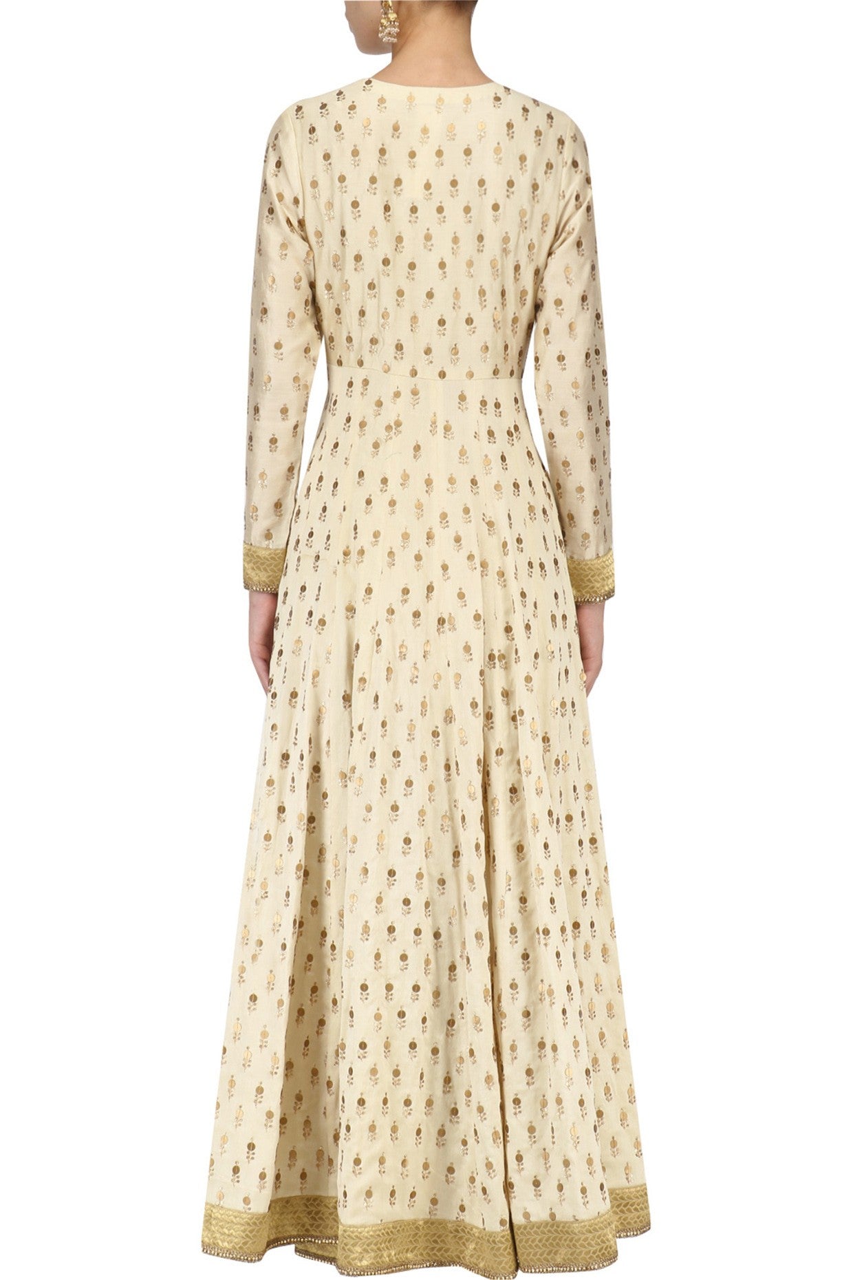 Offwhite Chanderi Anarkali With Plazo & Rose Pink Net Dupatta
