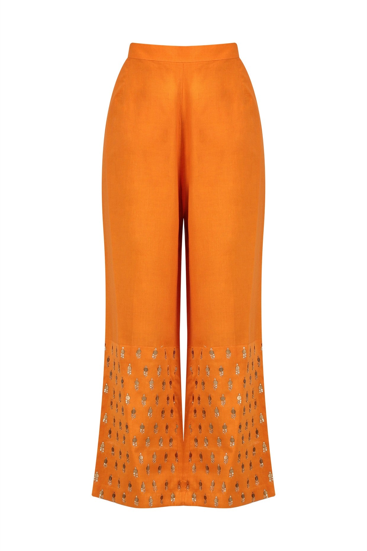 Orange Chanderi Kurta With Plazo & Dupatta