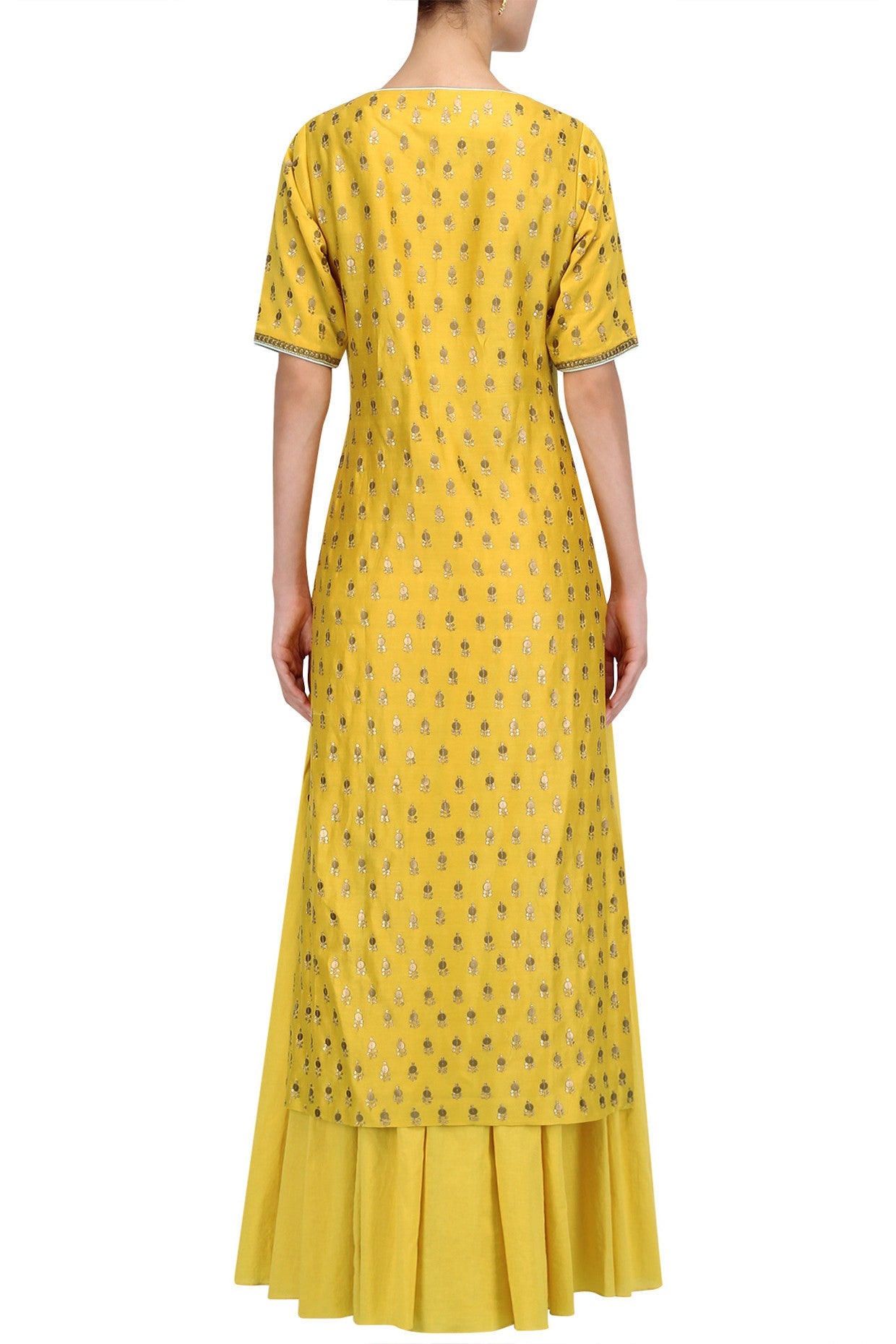 Yellow Chanderi Kurta With Sharara & Dupataa