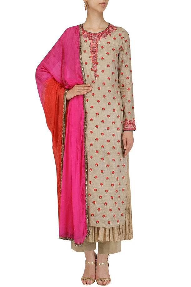 Baige Pink Tasar Suit Set