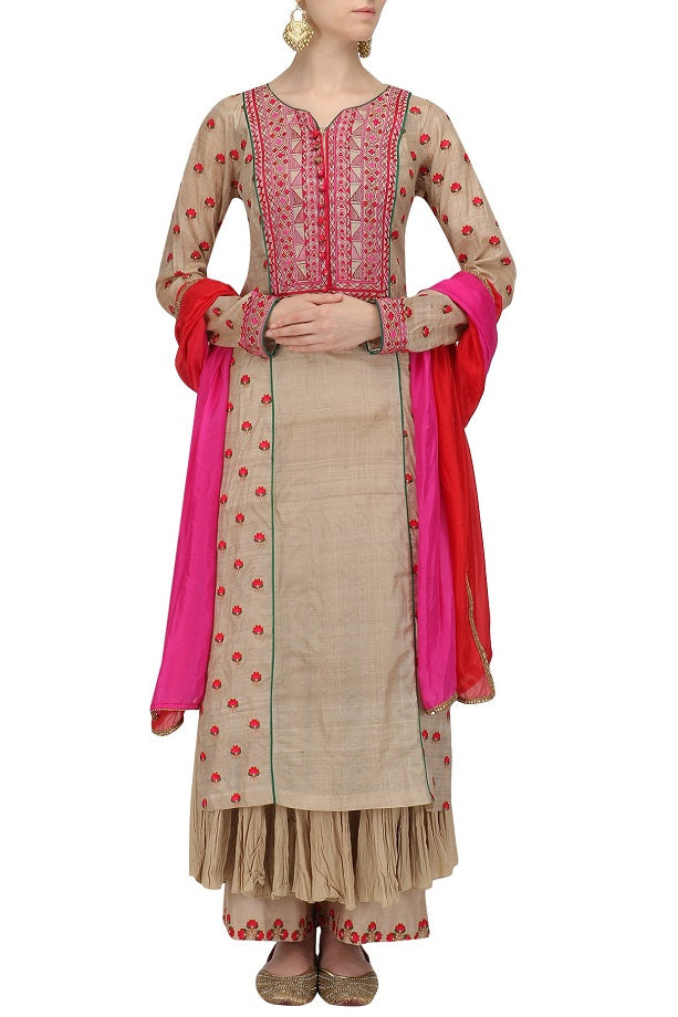 Baige Pink Tasar Suit Set