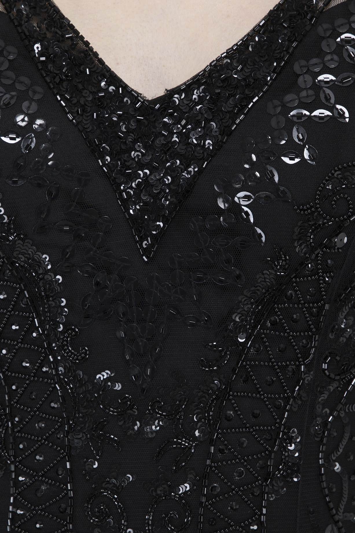 Black Embroidered Straight Gown