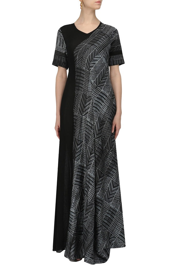 Black and White Drape Dress