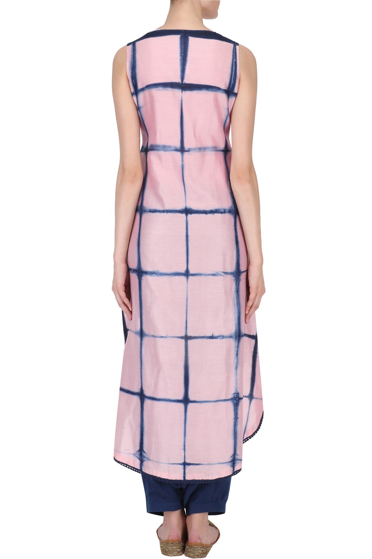 Baby Pink & Blue Shirt With Blue Dhoti & Neck Piece