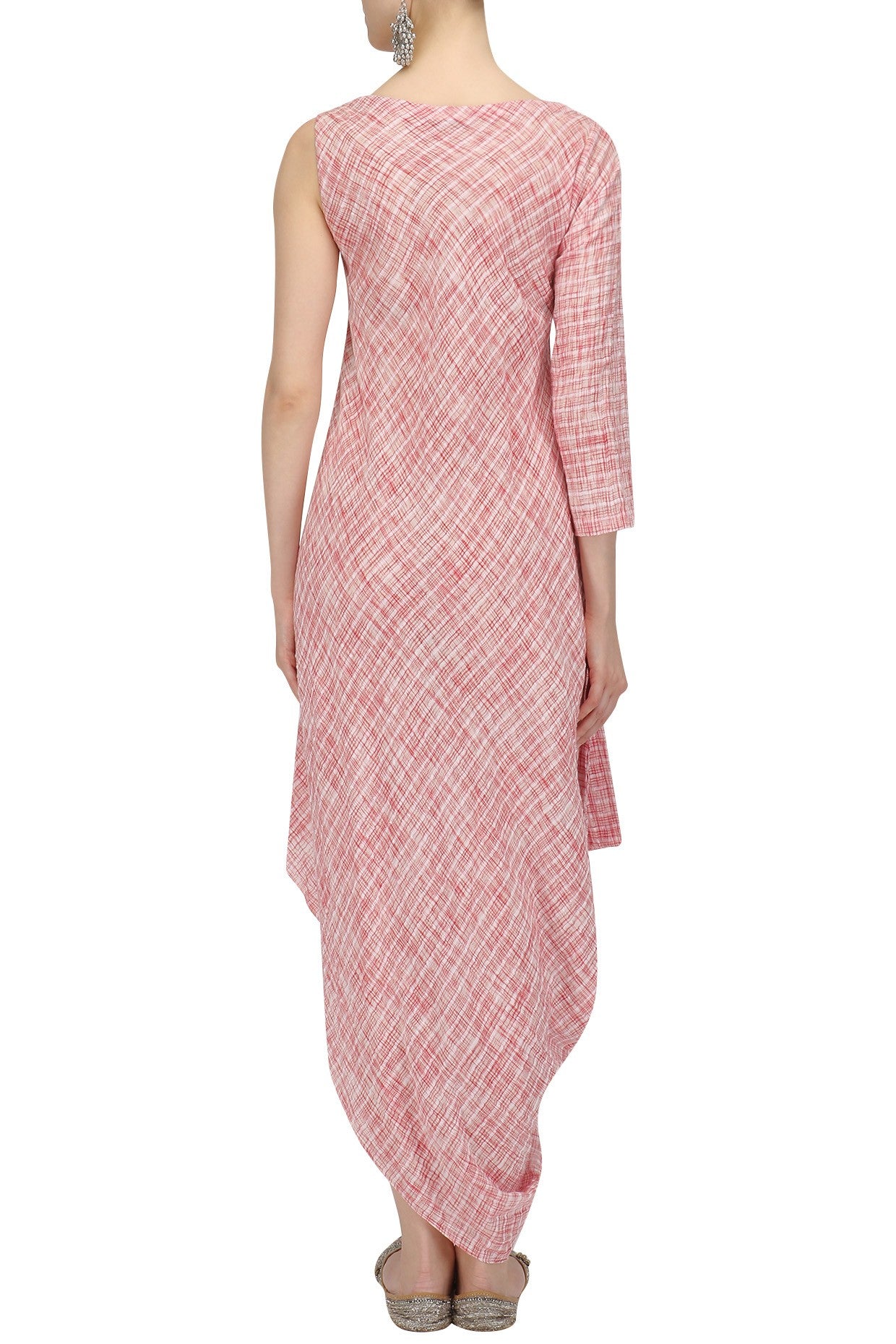 White and Red textured Dress