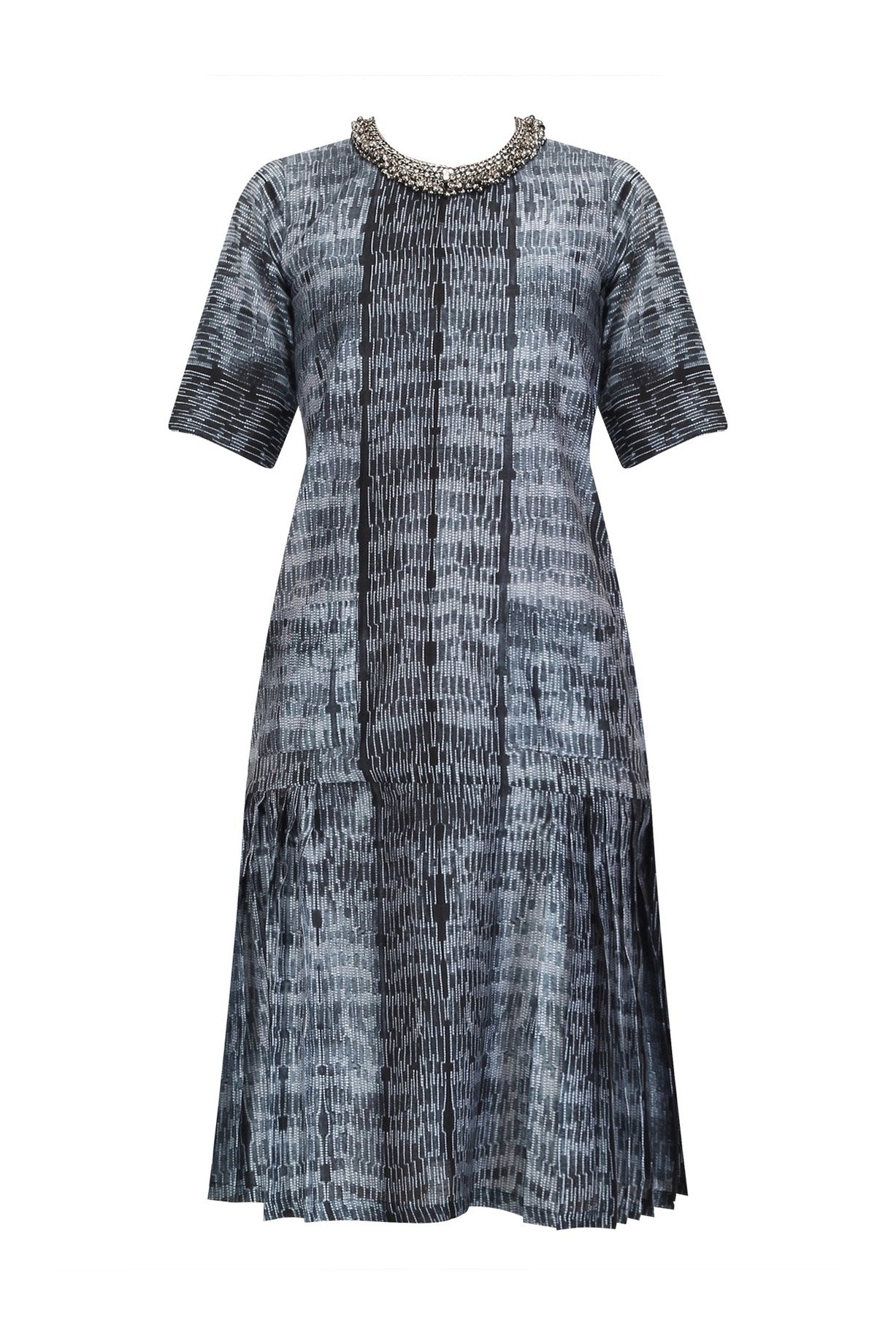 Black & White Pleated Dress
