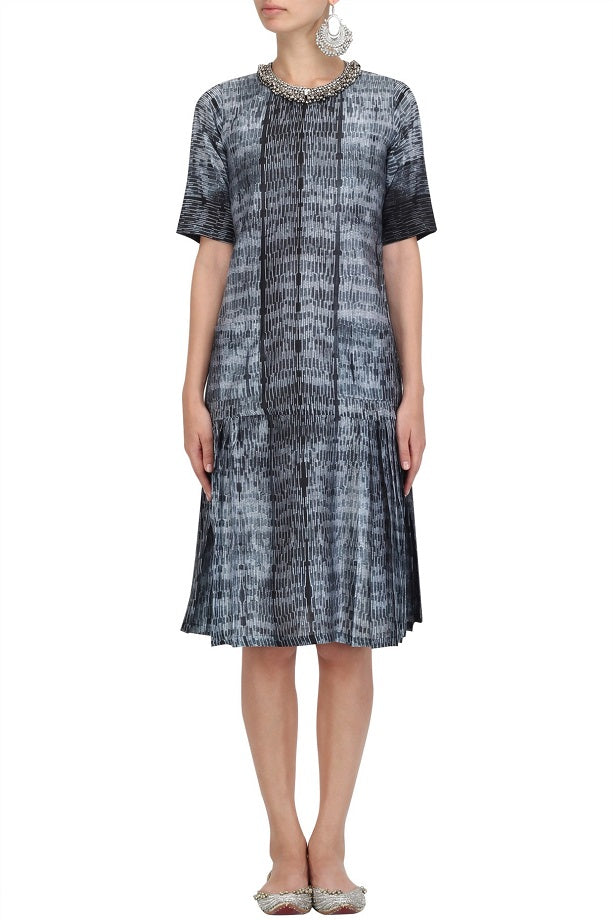 Black & White Pleated Dress