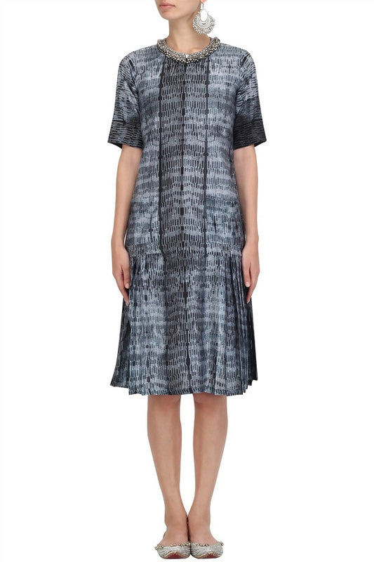 Black & White Pleated Dress