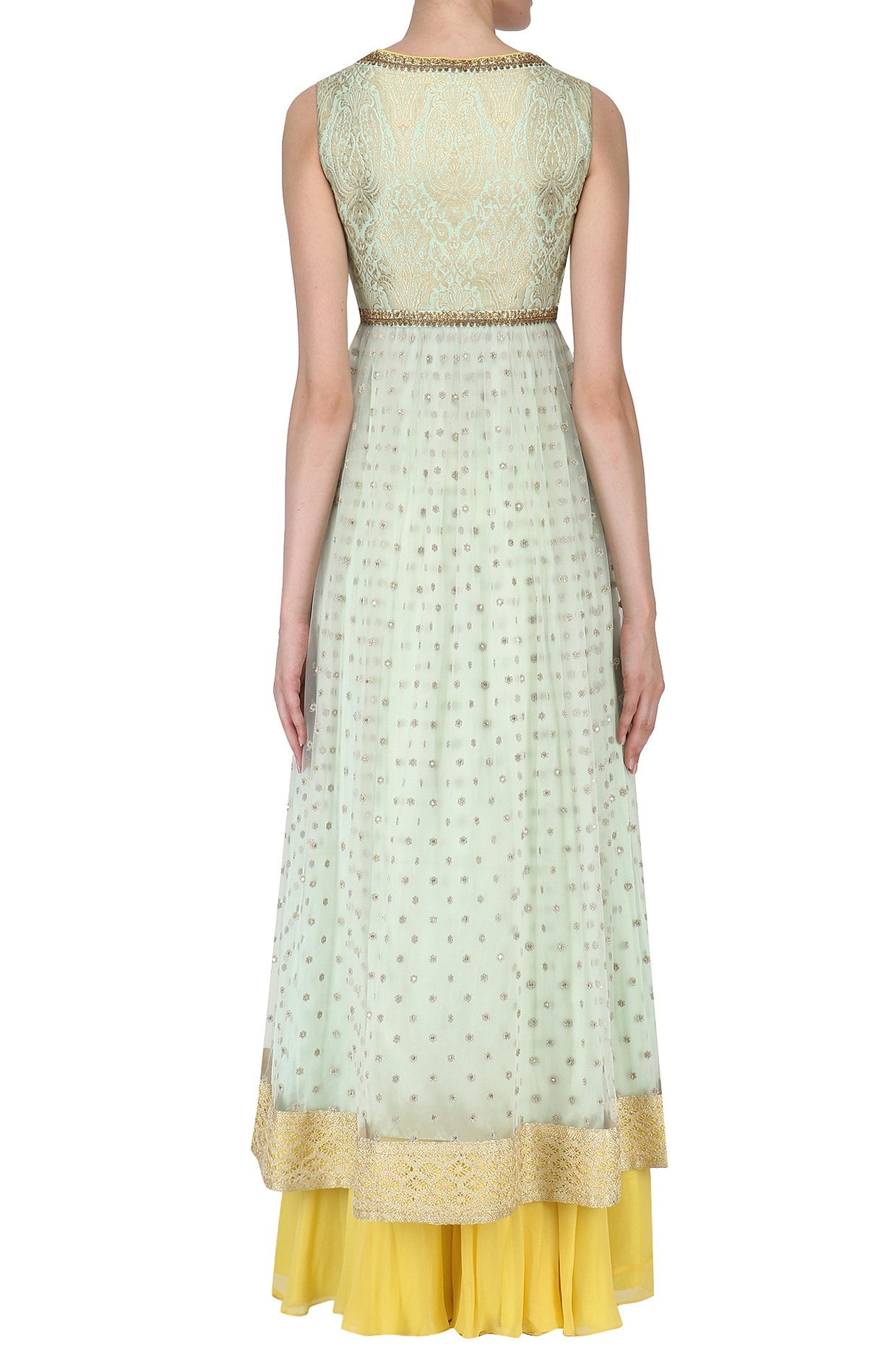 Mint Anarkali & Lemon Yellow Sharara With Dupatta