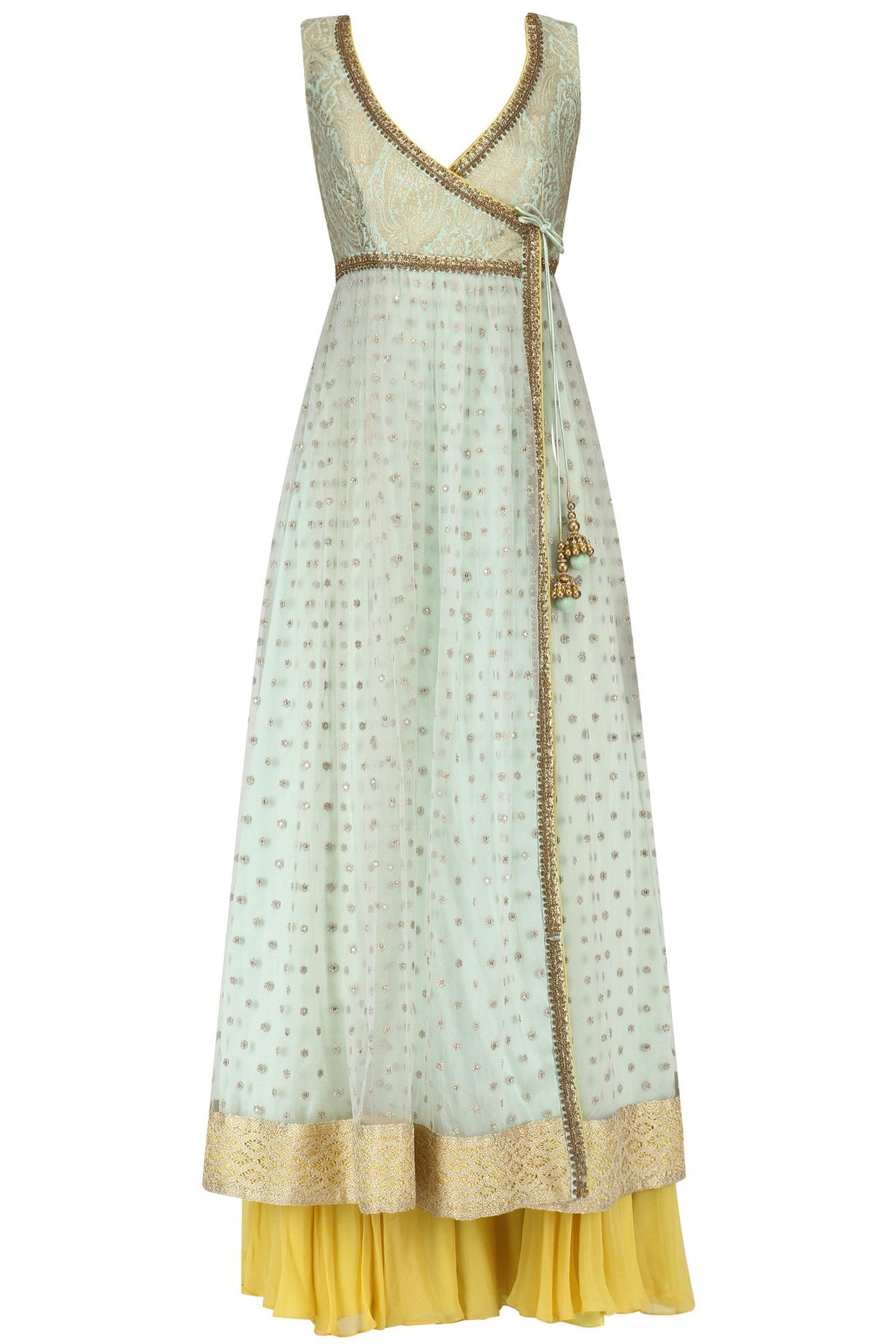 Mint Anarkali & Lemon Yellow Sharara With Dupatta