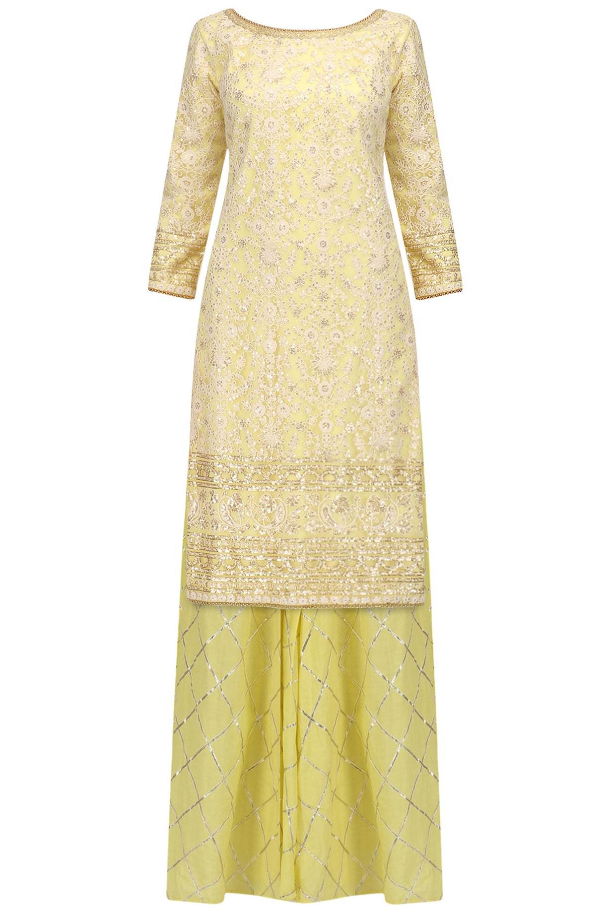Lemon Yellow Kurta & Sharara With Dupatta