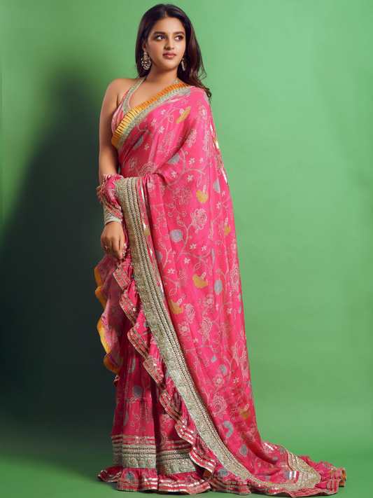 Marigold Garden Ruffle Saree