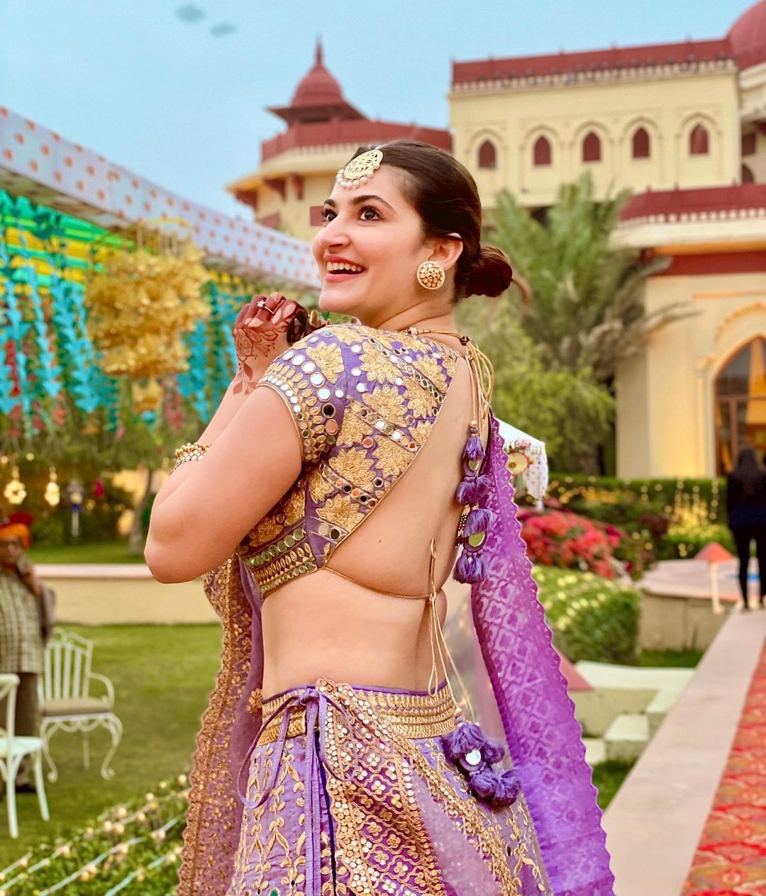 Shivaleeka Oberoi in Marigold Padmini Lehenga Set