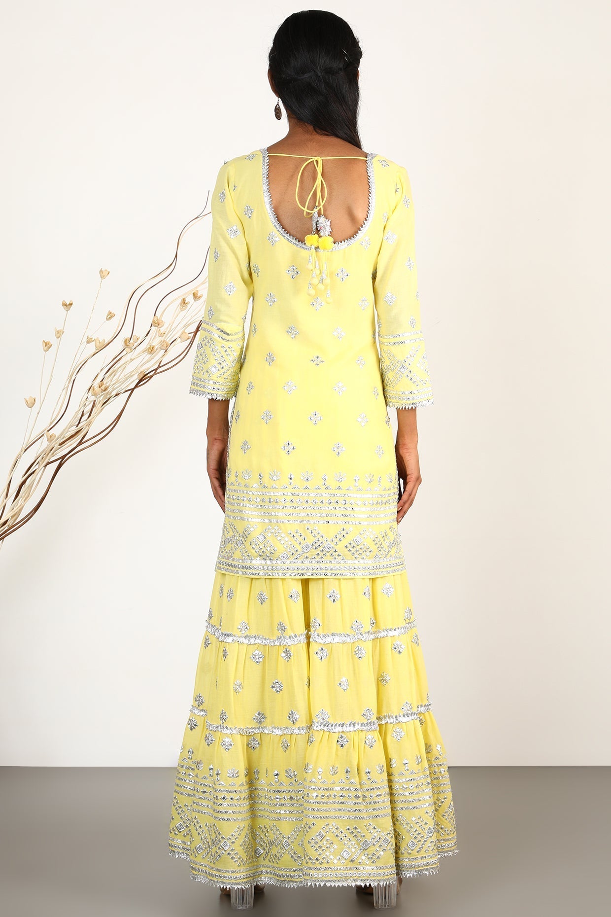 Women's Designer Chand Yellow Short Kurta Set | Gopi Vaid