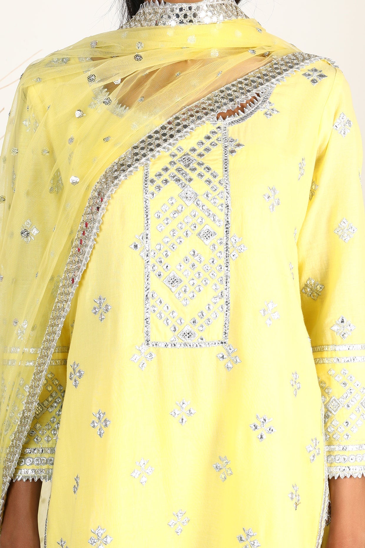 Women's Designer Chand Yellow Short Kurta Set | Gopi Vaid