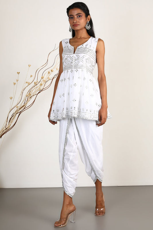 Chand Slvless Peplum with Dhoti