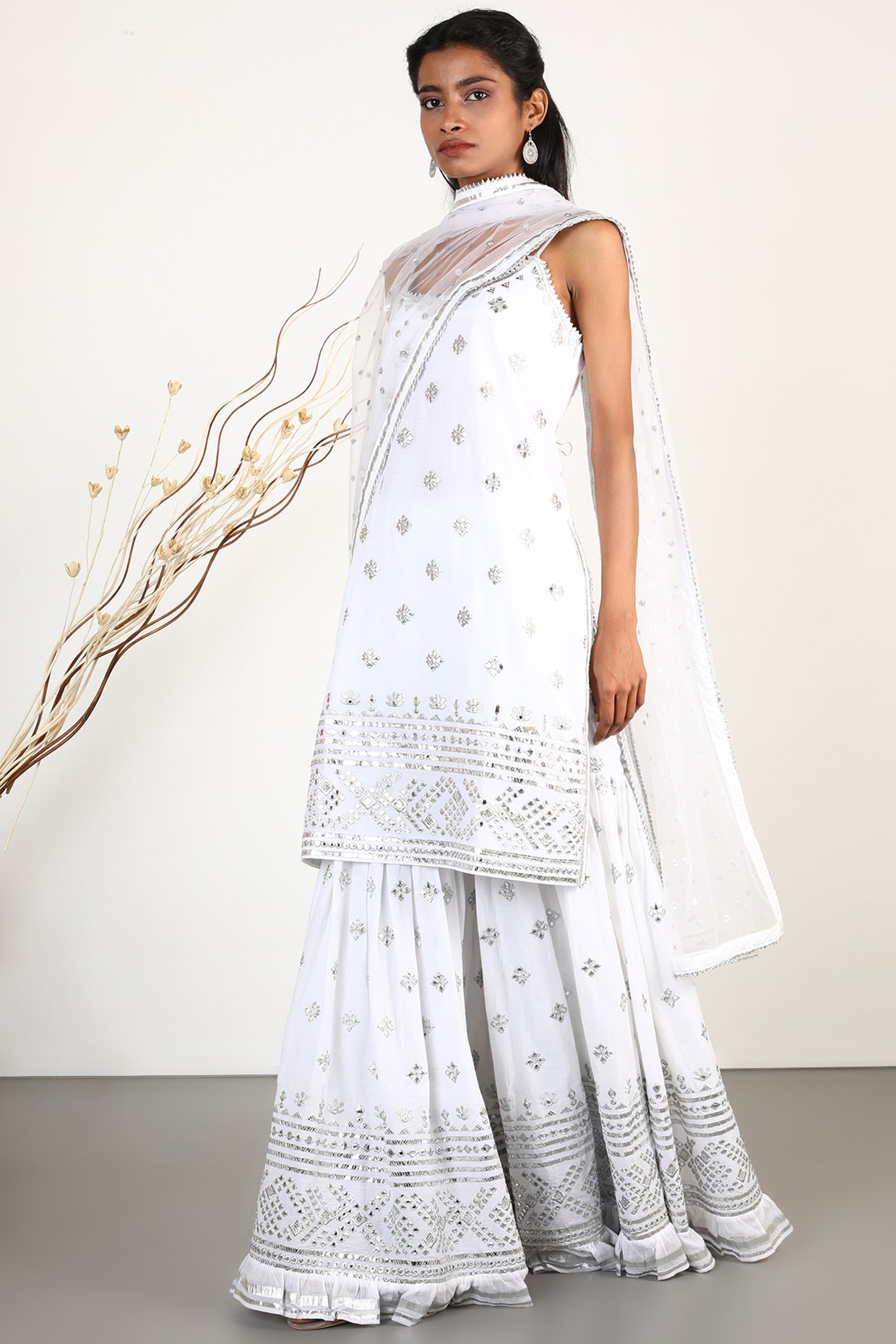 Women's Designer Chand Ivory Garara Set | Gopi Vaid