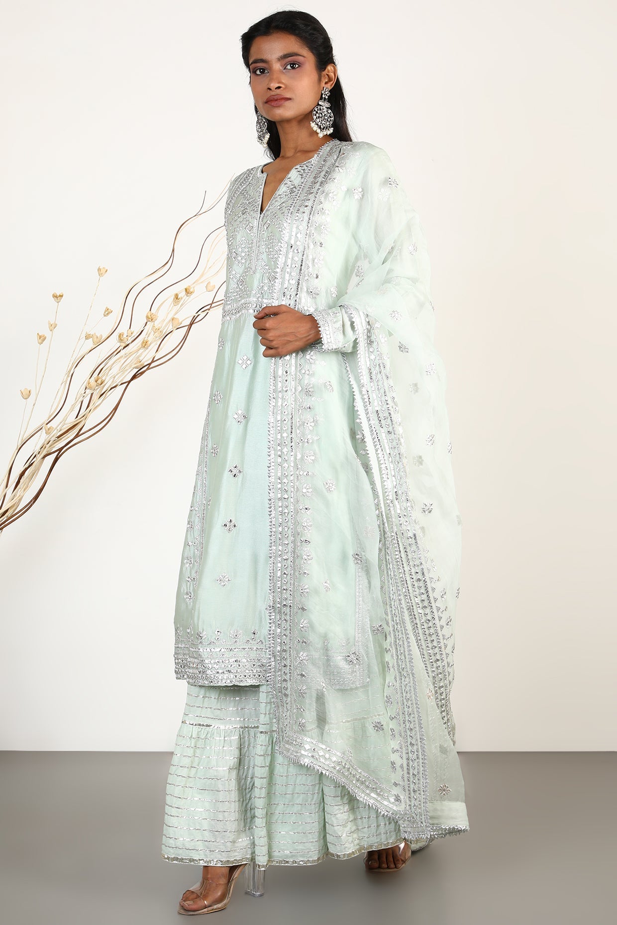 Light green Chand Tunic Set- front view