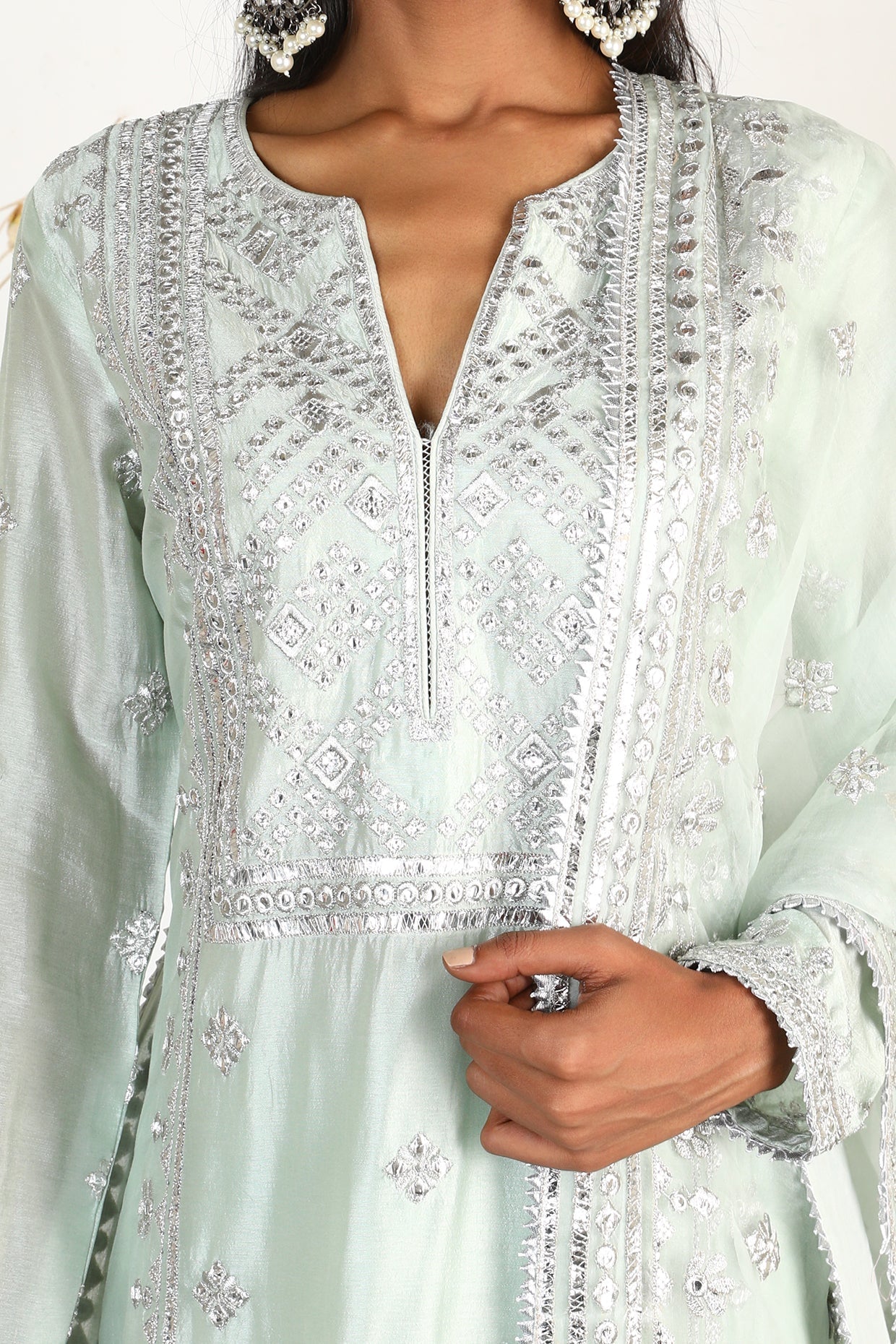 Light green Chand Tunic Set- close view