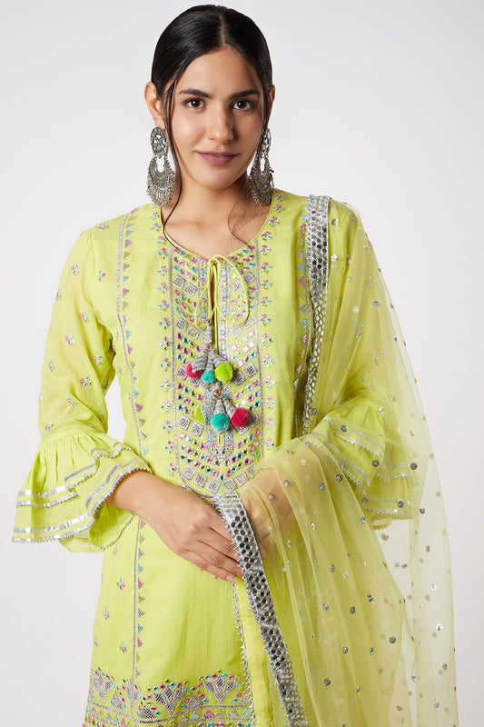 Noor Kurta with Line Sharara Set