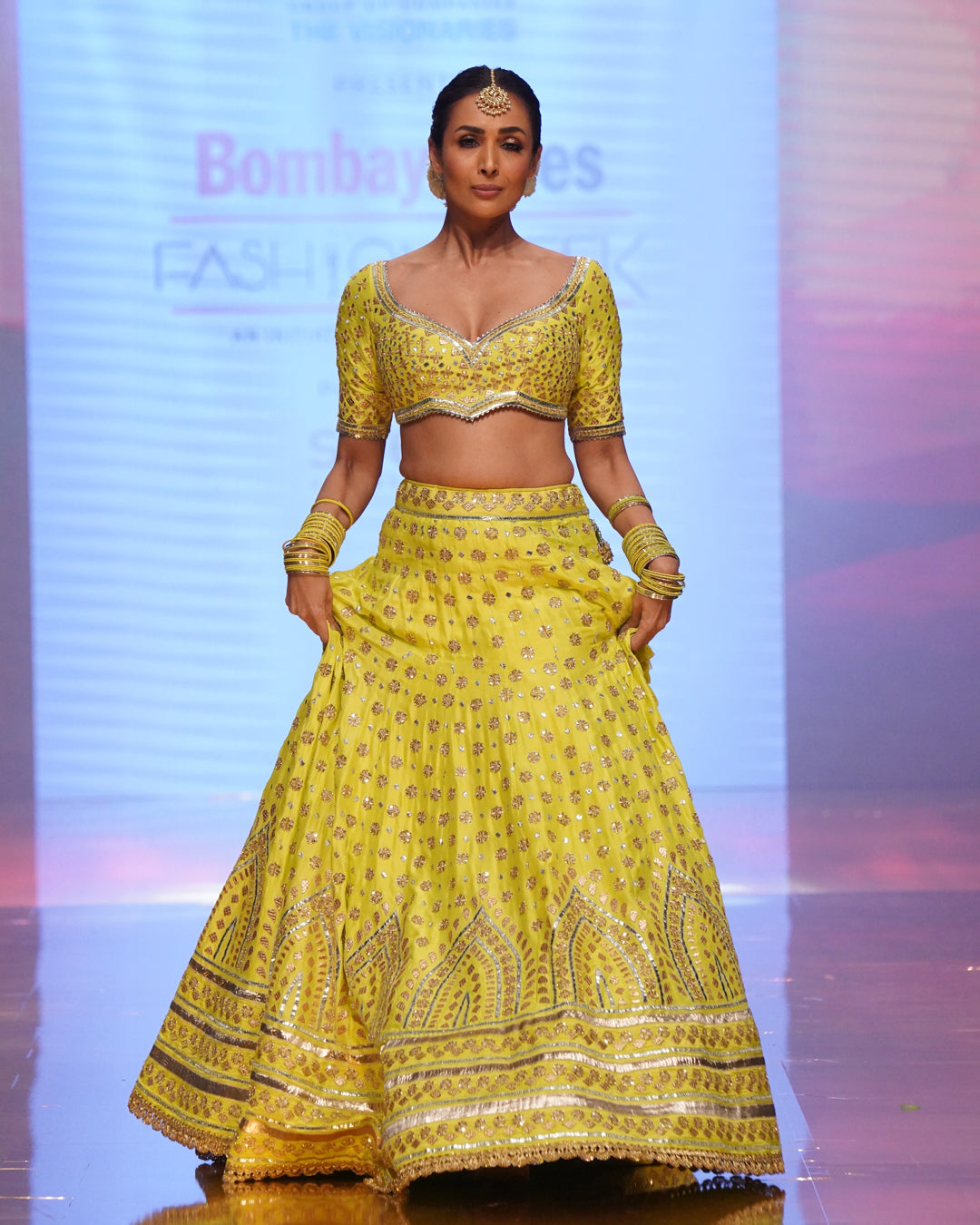 Lime Green Tarini Lehenga Set- front view