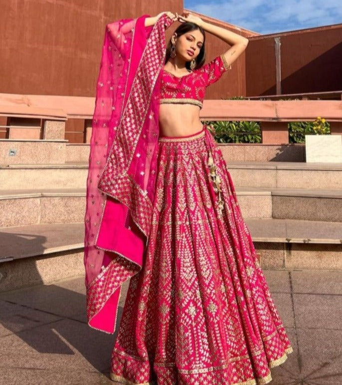 Marigold Solid Patti Lehenga Set- front view