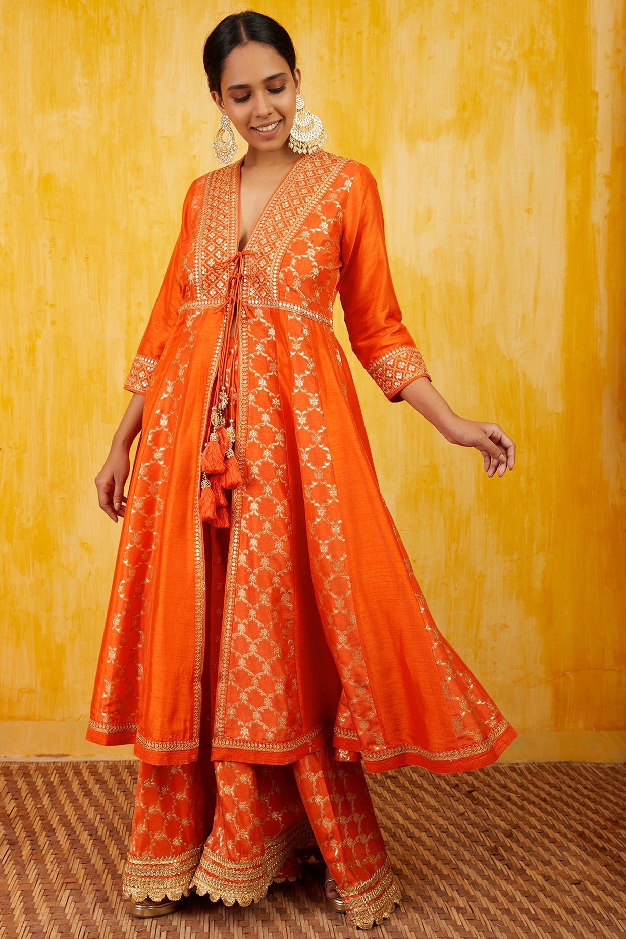 Marigold Brocade Fo With Sharara