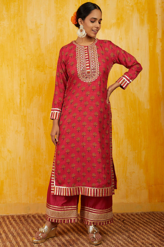 Marigold buti Tunic Set