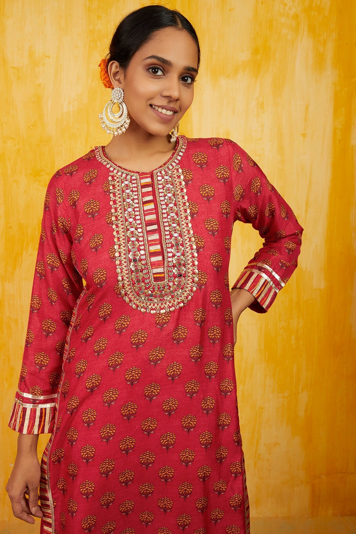 Marigold buti Tunic Set