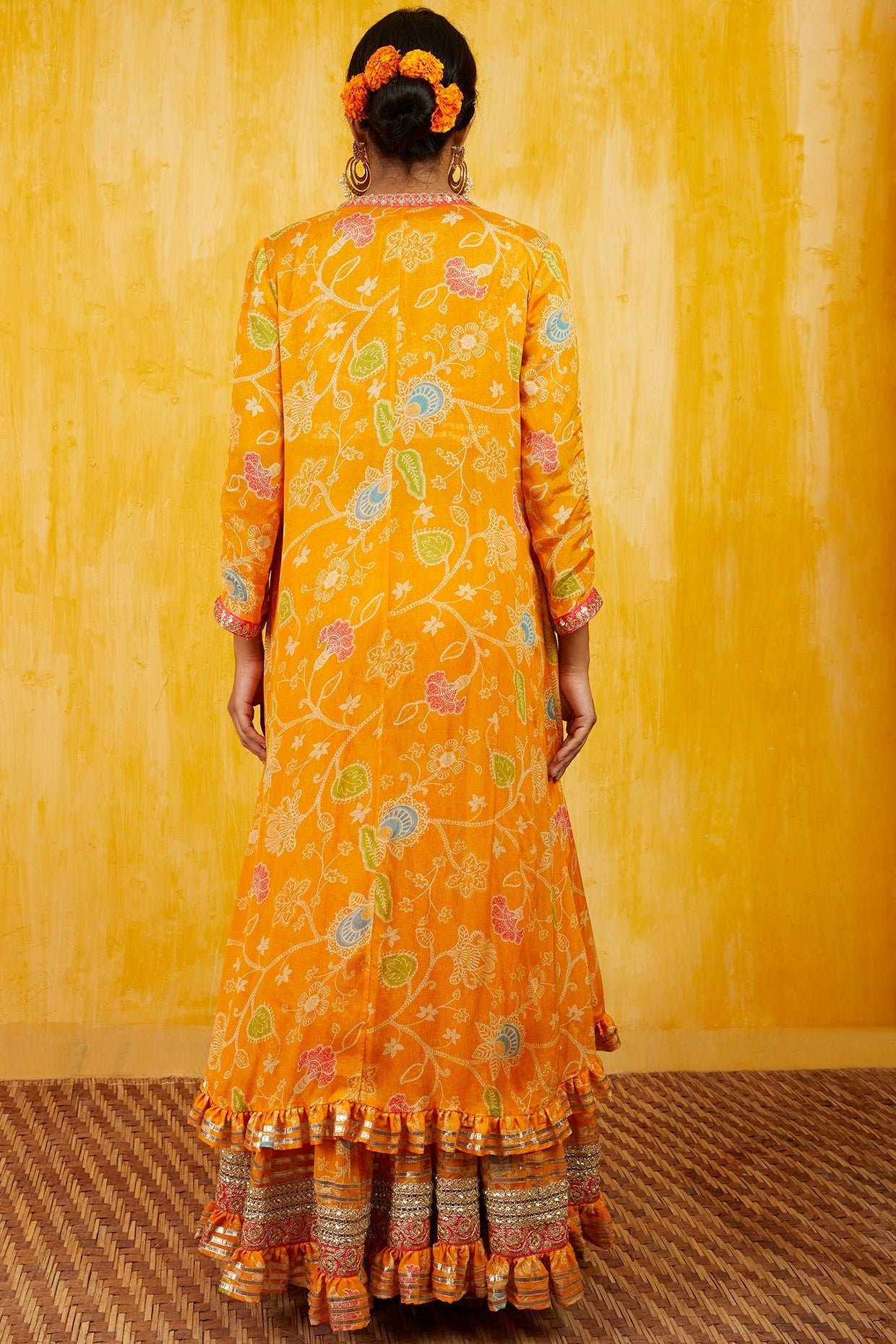 Mango Marigold Garden Jacket Sharara Set- back view