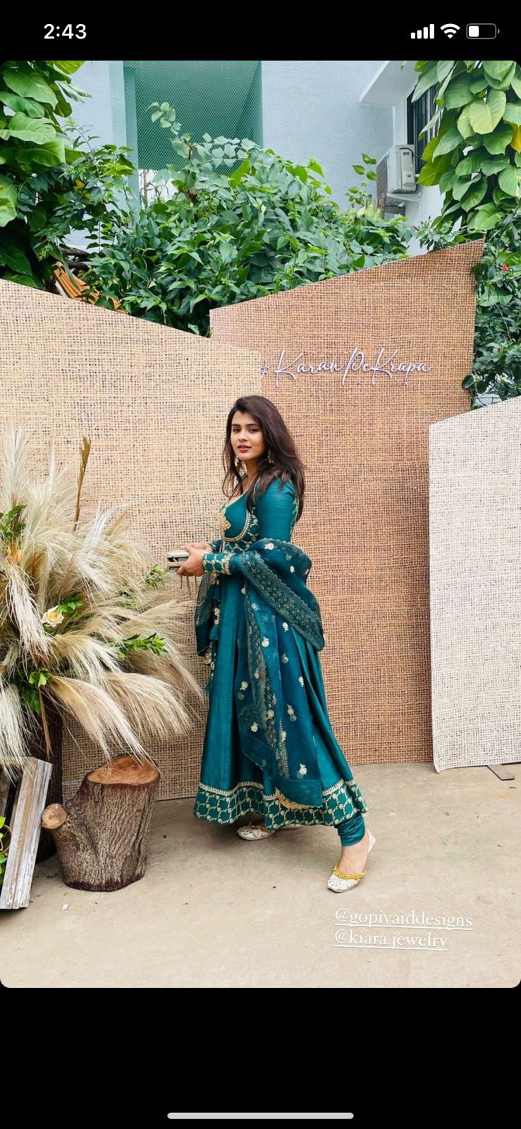 Hebah Patel in Marigold Brocade Mughal AG Set- side view