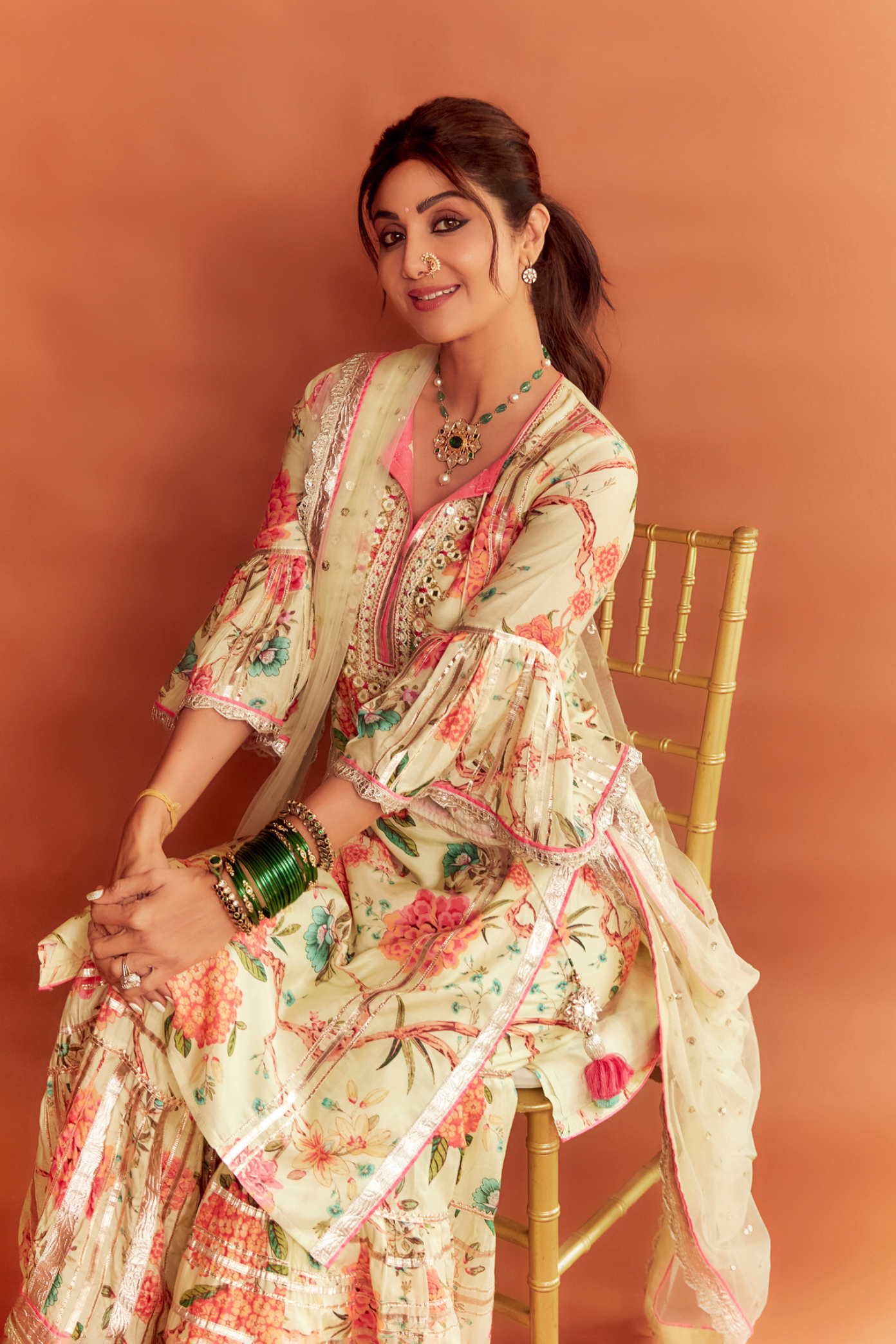 Shilpa Shetty In Sanah Long Kurta Sharara Set