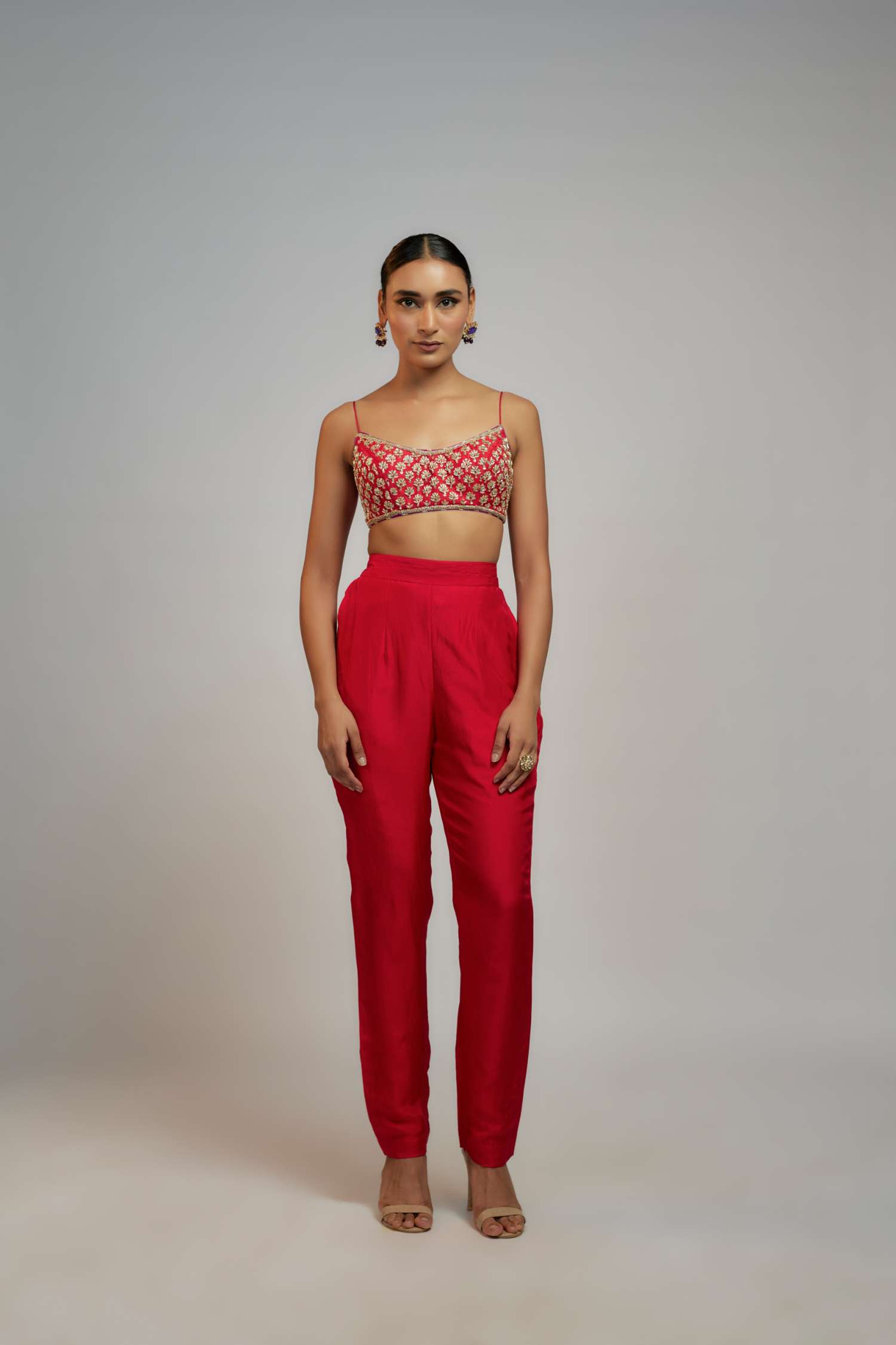 Red Golconda Vanya Pant Set- front view