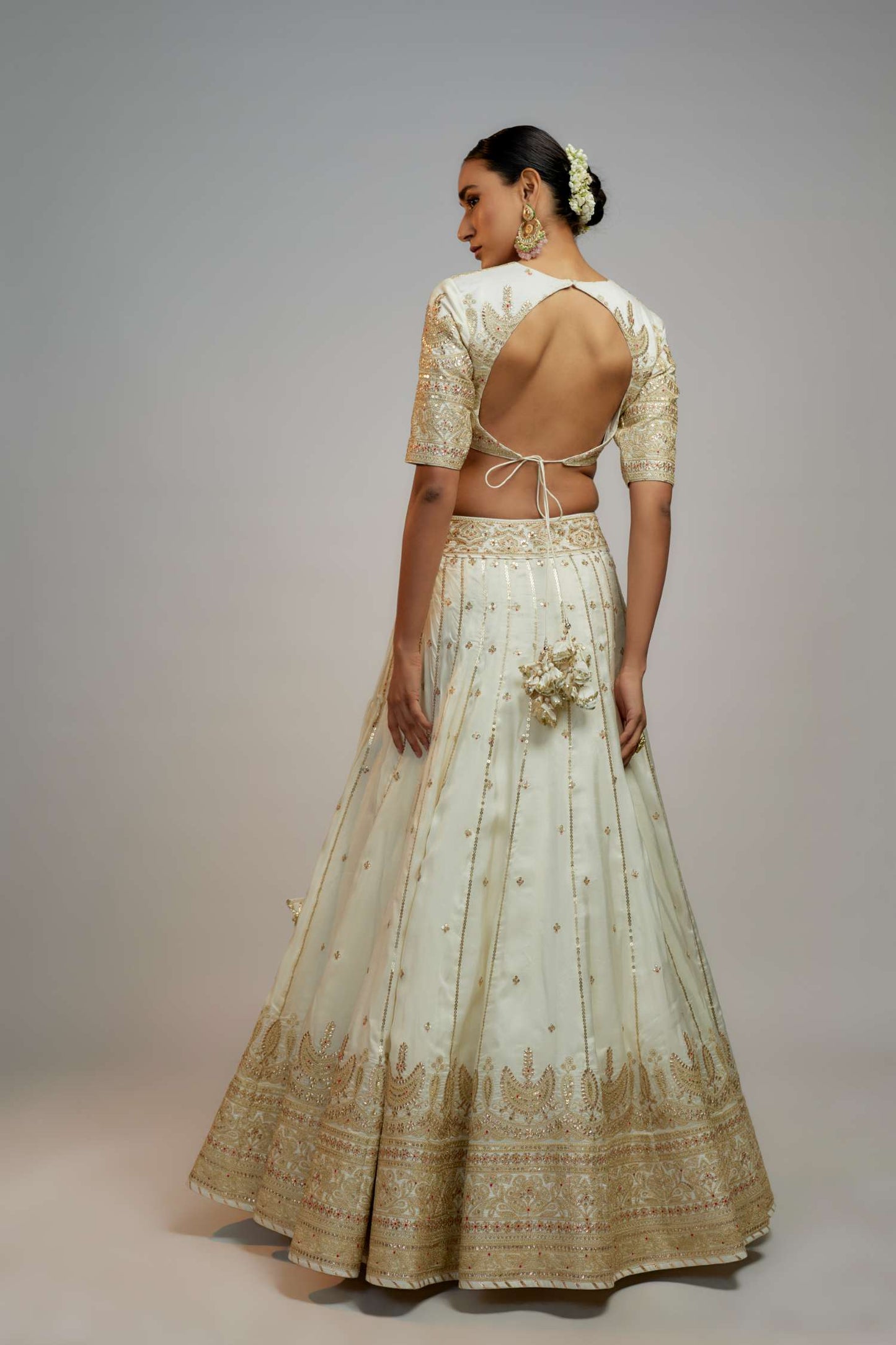 White Golconda Naima lehenga set- back view