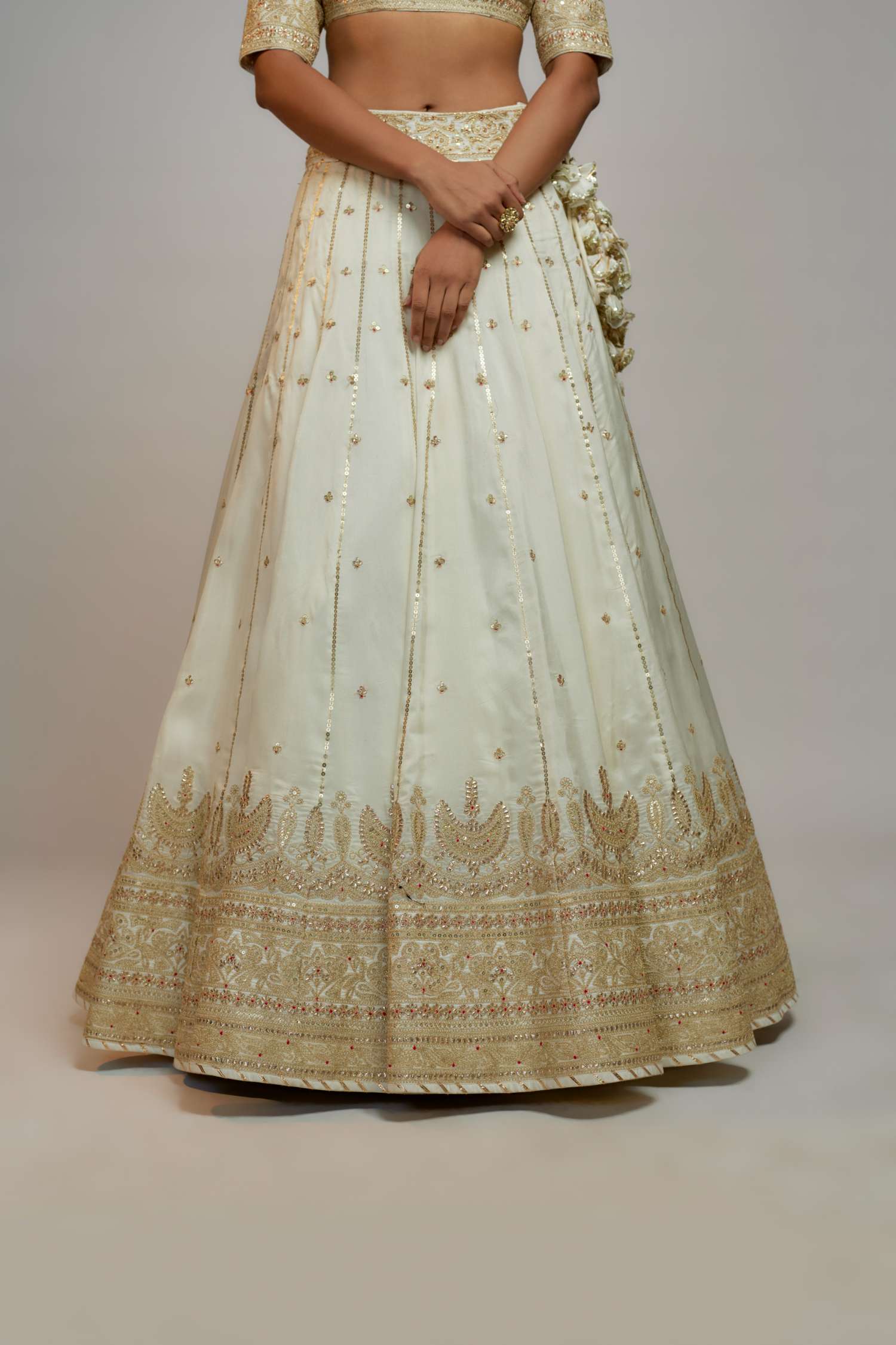 White Golconda Naima lehenga set- close view