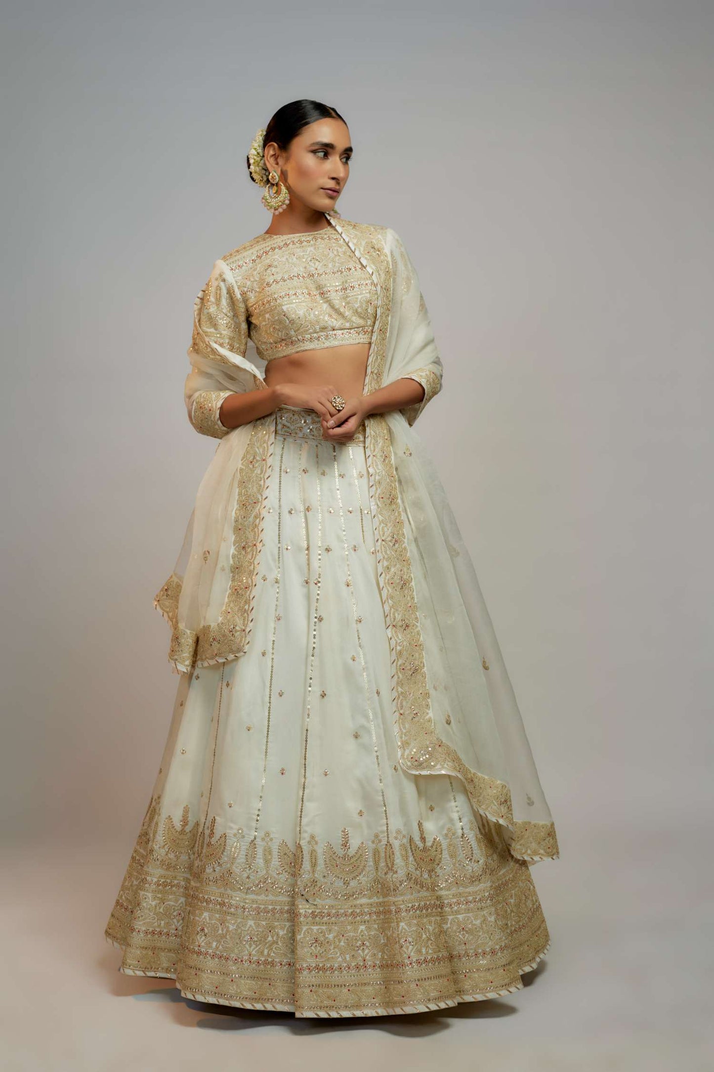 White Golconda Naima lehenga set- front view